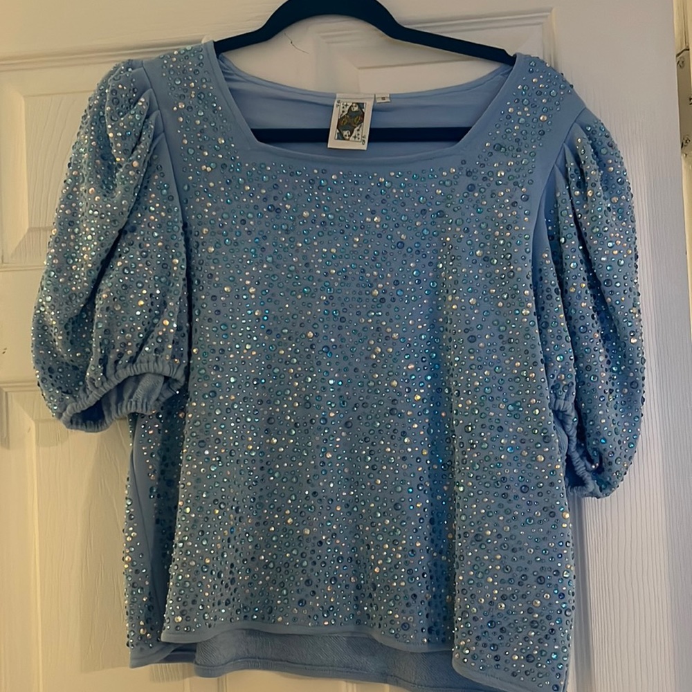 Queen of sparkles blue top